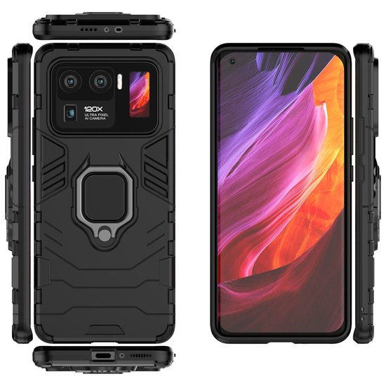 Xiaomi Mi 11 Ultra Hoesje - MobyDefend Dubbelgelaagde Pantsercase Met Standaard - Zwart