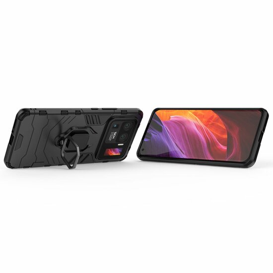 Xiaomi Mi 11 Ultra Hoesje - MobyDefend Dubbelgelaagde Pantsercase Met Standaard - Zwart