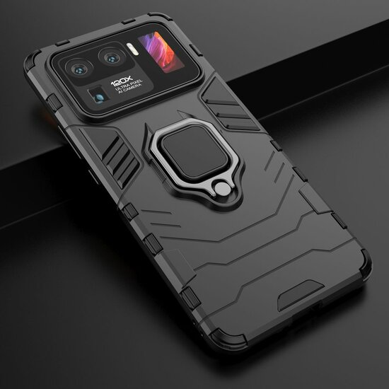 Xiaomi Mi 11 Ultra Hoesje - MobyDefend Dubbelgelaagde Pantsercase Met Standaard - Zwart