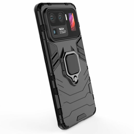 Xiaomi Mi 11 Ultra Hoesje - MobyDefend Dubbelgelaagde Pantsercase Met Standaard - Zwart