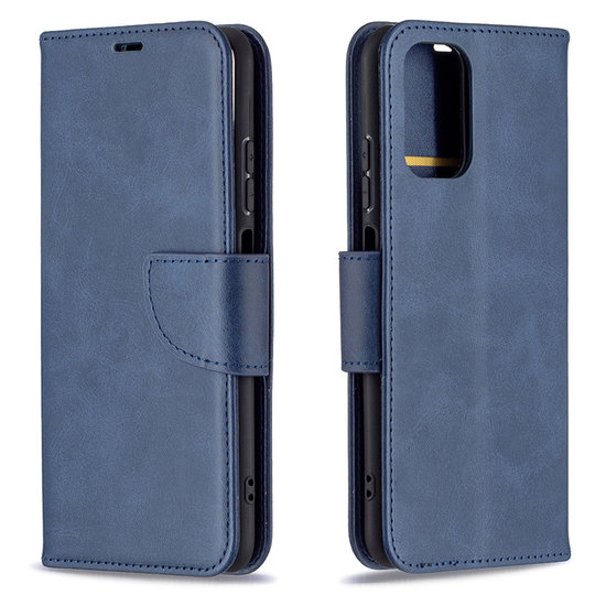 Xiaomi Redmi Note 10 / Note 10S Hoesje, MobyDefend Wallet Book Case Met Koord, Blauw