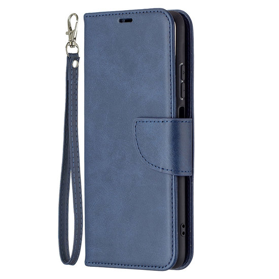 Xiaomi Redmi Note 10 / Note 10S Hoesje, MobyDefend Wallet Book Case Met Koord, Blauw