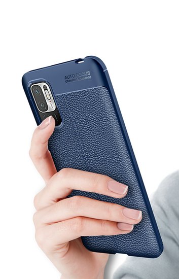 Xiaomi Redmi Note 10 5G hoesje, MobyDefend TPU Gelcase, Lederlook, Navy blauw