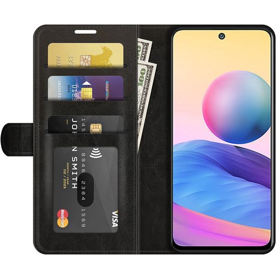 Xiaomi Redmi Note 10 5G hoesje, MobyDefend Wallet Book Case (Sluiting Achterkant), Zwart