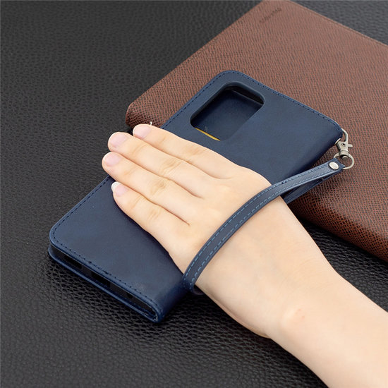 Xiaomi Redmi Note 10 Pro Hoesje - MobyDefend Wallet Book Case Met Koord - Blauw