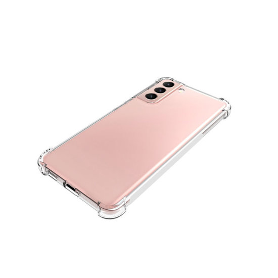 Samsung Galaxy S21 FE hoesje, MobyDefend Transparante Shockproof TPU Gelcase, Verstevigde Hoeken, Volledig Doorzichtig