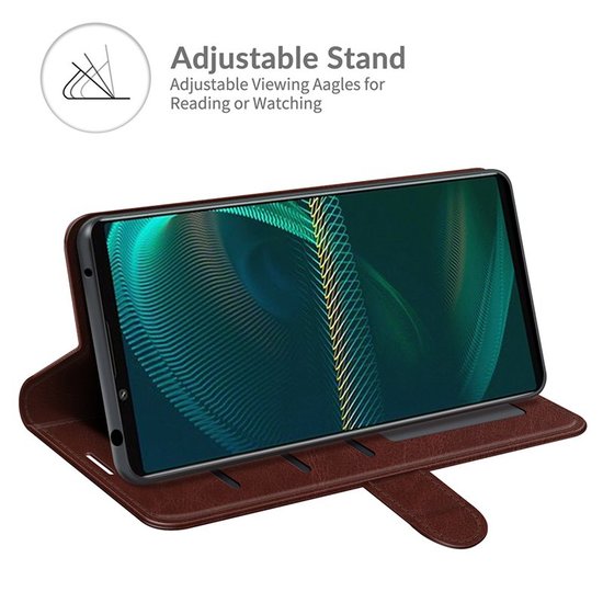 Sony Xperia 5 III Hoesje - MobyDefend Wallet Book Case (Sluiting Achterkant) - Bruin