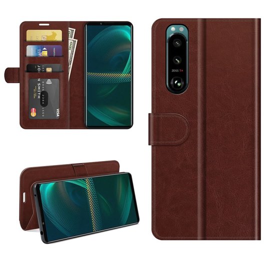 Sony Xperia 5 III Hoesje - MobyDefend Wallet Book Case (Sluiting Achterkant) - Bruin