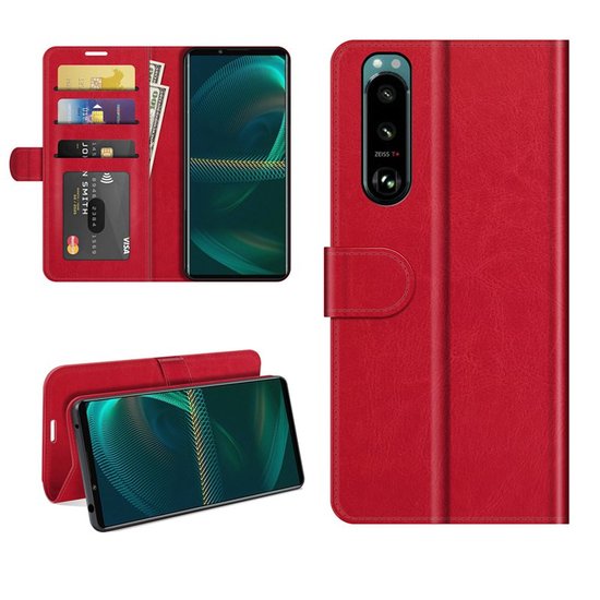 Sony Xperia 5 III Hoesje - MobyDefend Wallet Book Case (Sluiting Achterkant) - Rood