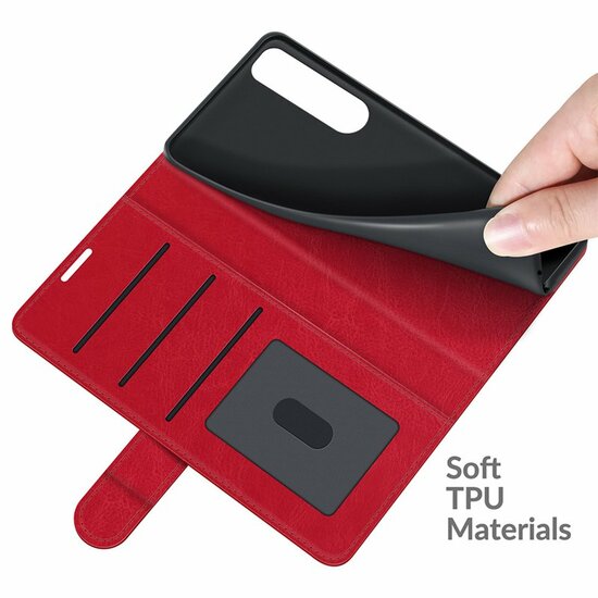 Sony Xperia 5 III Hoesje - MobyDefend Wallet Book Case (Sluiting Achterkant) - Rood