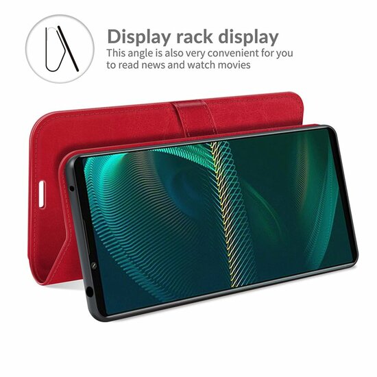 Sony Xperia 5 III Hoesje - MobyDefend Wallet Book Case (Sluiting Achterkant) - Rood