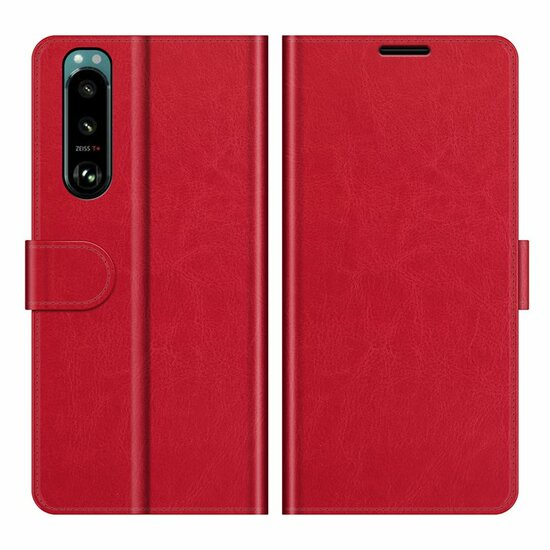 Sony Xperia 5 III Hoesje - MobyDefend Wallet Book Case (Sluiting Achterkant) - Rood