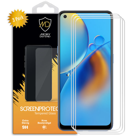 3-Pack Oppo A74 4G Screenprotectors, MobyDefend Case-Friendly Gehard Glas Screensavers