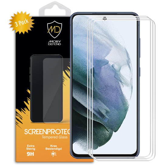 3-Pack Samsung Galaxy S21 FE Screenprotectors - MobyDefend Case-Friendly Screensavers - Gehard Glas