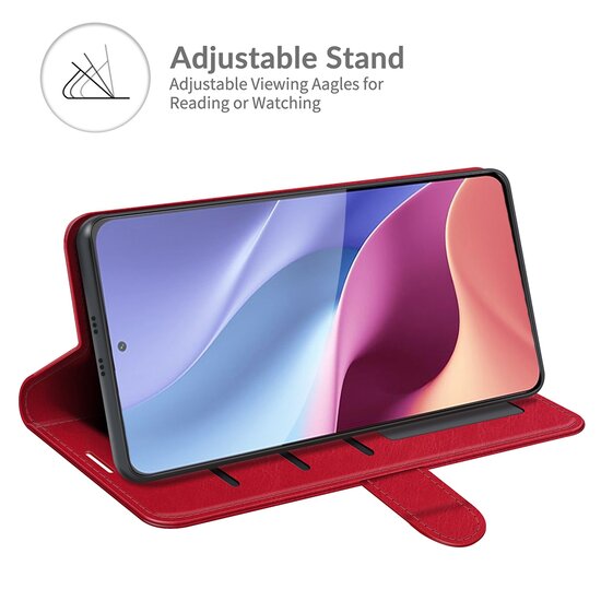 Xiaomi Mi 11i Hoesje - MobyDefend Wallet Book Case (Sluiting Achterkant) - Rood