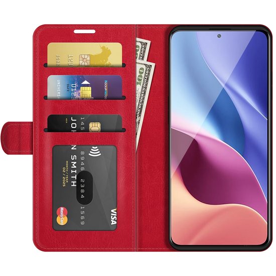 Xiaomi Mi 11i Hoesje - MobyDefend Wallet Book Case (Sluiting Achterkant) - Rood