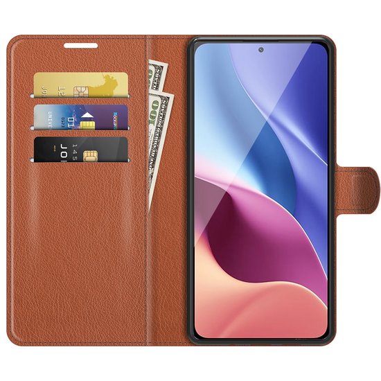 Xiaomi Mi 11i Hoesje, MobyDefend Kunstleren Wallet Book Case, Bruin