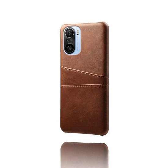 Xiaomi Mi 11i Hoesje - MobyDefend Lederen Backcover Met Vakjes Voor Pasjes - Bruin