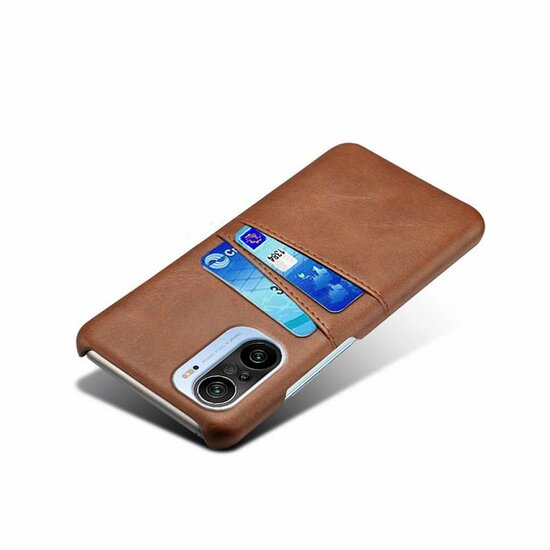 Xiaomi Mi 11i Hoesje - MobyDefend Lederen Backcover Met Vakjes Voor Pasjes - Bruin