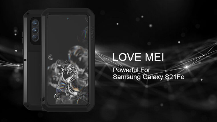 Samsung Galaxy S21 FE Hoes, Love Mei, Metalen Extreme Protection Case, Wit