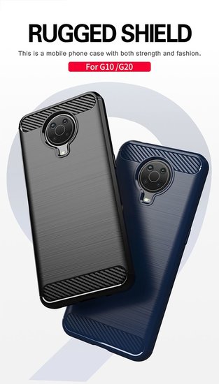 Nokia G10 / Nokia G20 Hoesje - MobyDefend TPU Backcover - Geborstelde Metaal &amp; Carbon-Look - Zwart