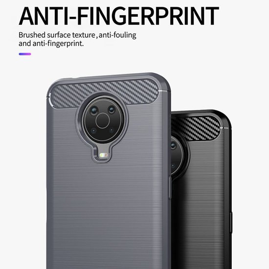 Nokia G10 / Nokia G20 Hoesje - MobyDefend TPU Backcover - Geborstelde Metaal &amp; Carbon-Look - Zwart