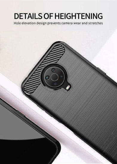 Nokia G10 / Nokia G20 Hoesje - MobyDefend TPU Backcover - Geborstelde Metaal &amp; Carbon-Look - Zwart