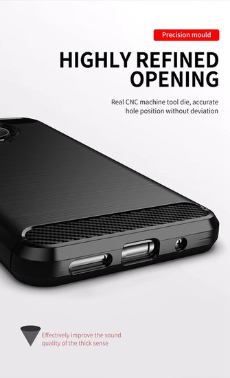 Nokia G10 / Nokia G20 Hoesje - MobyDefend TPU Backcover - Geborstelde Metaal &amp; Carbon-Look - Zwart