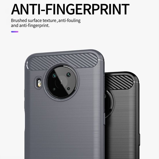 Nokia X10 / Nokia X20 Hoesje - MobyDefend TPU Backcover - Geborstelde Metaal &amp; Carbon-Look - Zwart