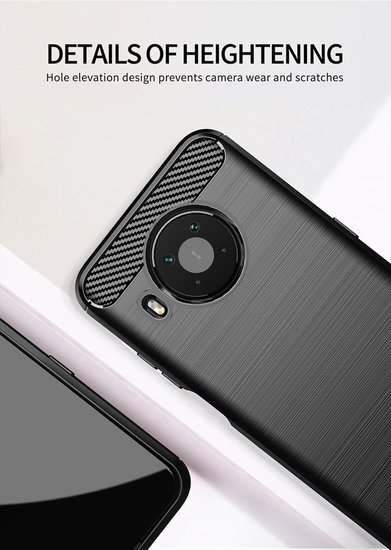 Nokia X10 / Nokia X20 Hoesje - MobyDefend TPU Backcover - Geborstelde Metaal &amp; Carbon-Look - Zwart