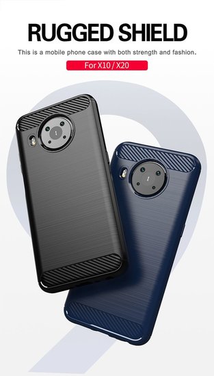 Nokia X10 / Nokia X20 Hoesje - MobyDefend TPU Backcover - Geborstelde Metaal &amp; Carbon-Look - Zwart