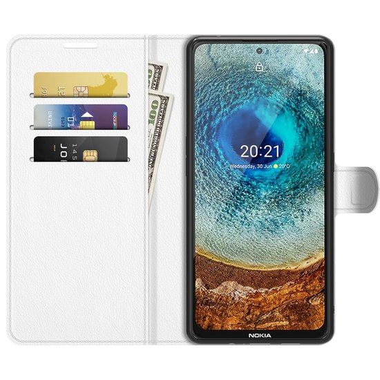 Nokia X10 / Nokia X20 Hoesje, MobyDefend Kunstleren Wallet Book Case, Wit