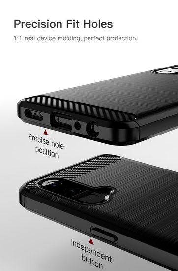 OnePlus Nord CE Hoesje - MobyDefend TPU Backcover - Geborstelde Metaal &amp; Carbon-Look - Navy Blauw