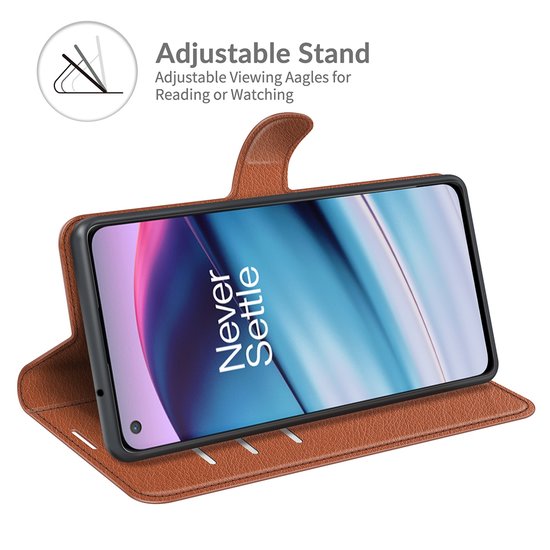 OnePlus Nord CE Hoesje - MobyDefend Kunstleren Wallet Book Case (Sluiting Voorkant) - Bruin