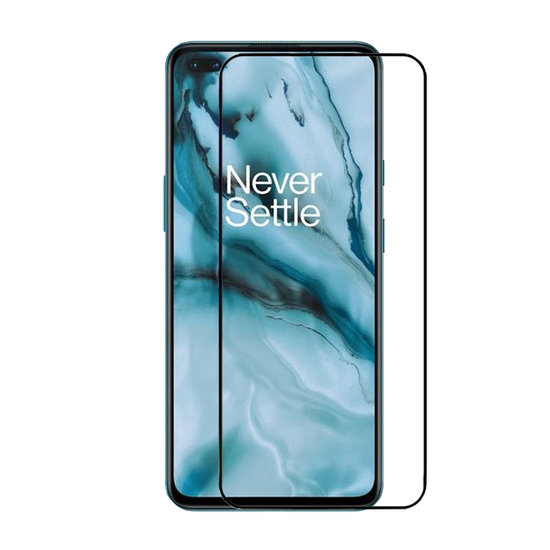 OnePlus Nord screenprotector, MobyDefend gehard glas screensaver, Zwarte randen