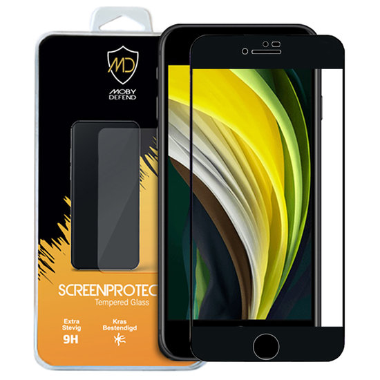 Apple iPhone SE (2020/2022) / iPhone 7 / iPhone 8 screenprotector, MobyDefend gehard glas screensaver, Zwarte randen