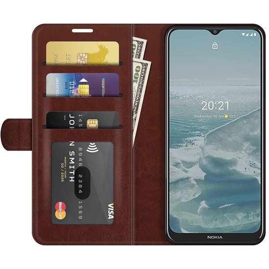 Nokia G10 / Nokia G20 Hoesje, MobyDefend Wallet Book Case (Sluiting Achterkant), Bruin