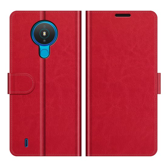 Nokia 1.4 Hoesje - MobyDefend Wallet Book Case (Sluiting Achterkant) - Rood