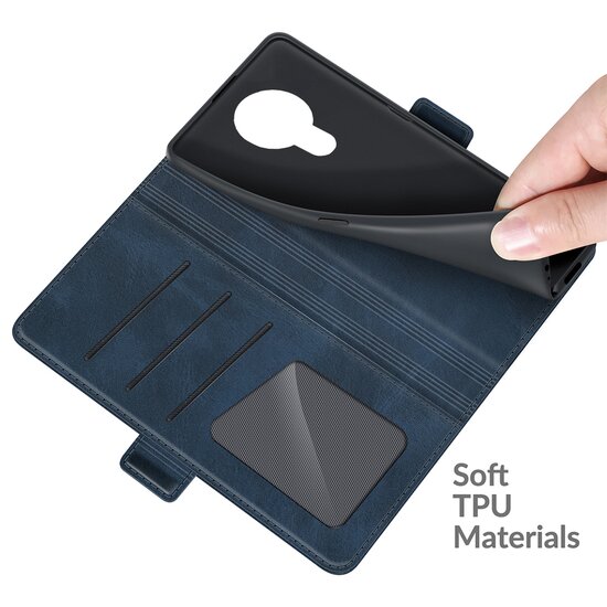 Nokia 1.4 Hoesje - MobyDefend Luxe Wallet Book Case (Sluiting Zijkant) - Blauw