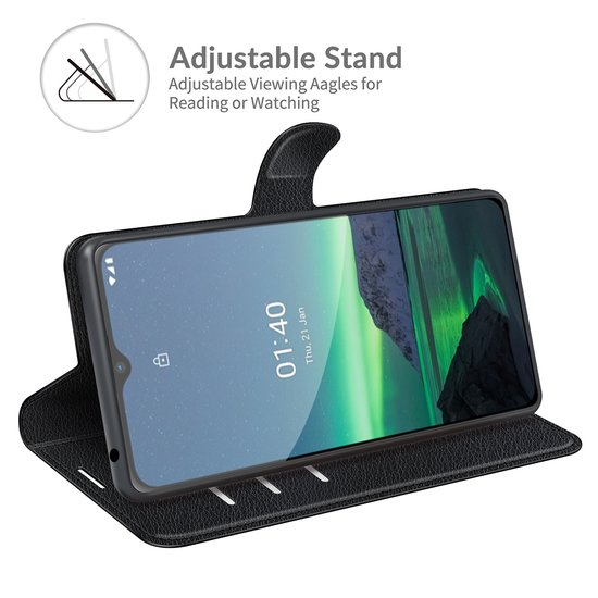 Nokia 1.4 Hoesje - MobyDefend Kunstleren Wallet Book Case (Sluiting Voorkant) - Zwart