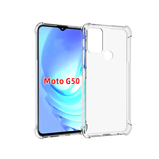 Motorola Moto G50 Hoesje, MobyDefend Transparante Shockproof TPU Gelcase, Verstevigde Hoeken, Volledig Doorzichtig