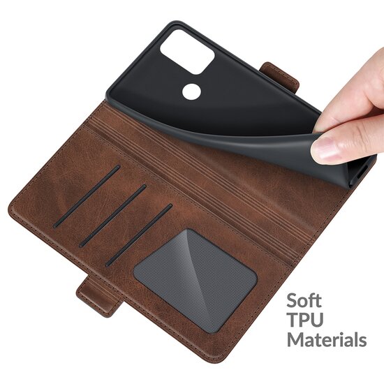 Motorola Moto G50 Hoesje - MobyDefend Luxe Wallet Book Case (Sluiting Zijkant) - Bruin