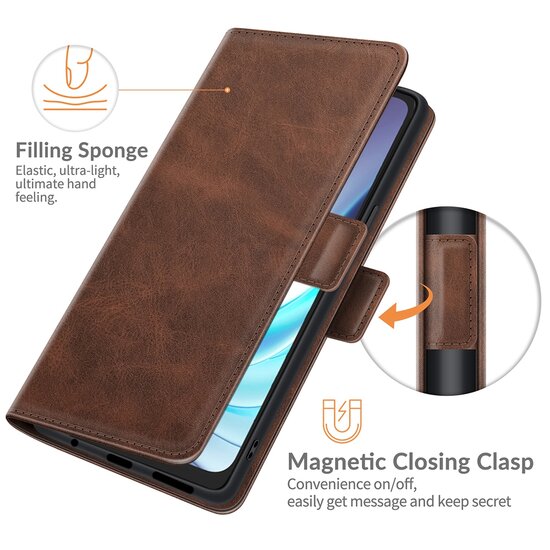 Motorola Moto G50 Hoesje - MobyDefend Luxe Wallet Book Case (Sluiting Zijkant) - Bruin