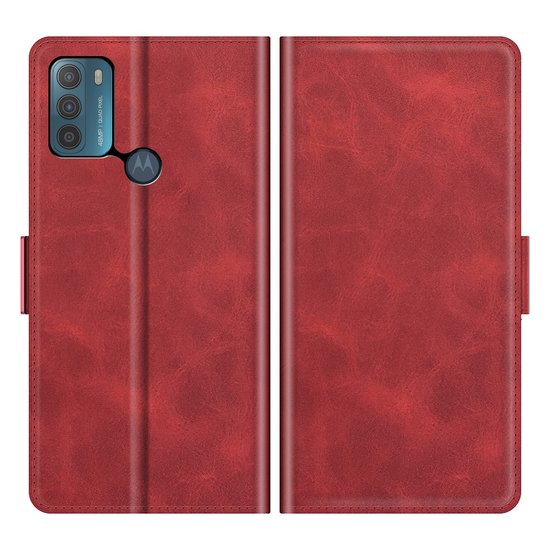 Motorola Moto G50 Hoesje - MobyDefend Luxe Wallet Book Case (Sluiting Zijkant) - Rood