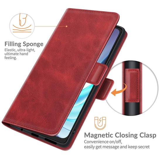 Motorola Moto G50 Hoesje, MobyDefend Luxe Wallet Book Case (Sluiting Zijkant), Rood