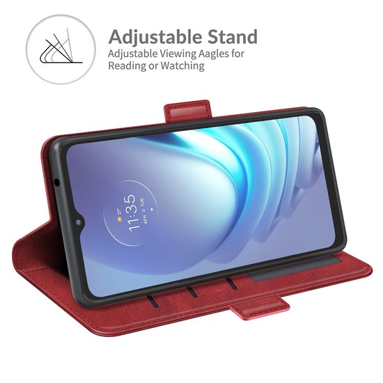Motorola Moto G50 Hoesje - MobyDefend Luxe Wallet Book Case (Sluiting Zijkant) - Rood