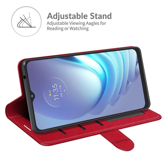 Motorola Moto G50 Hoesje - MobyDefend Wallet Book Case (Sluiting Achterkant) - Rood