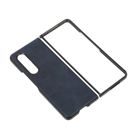 Samsung Galaxy Z Fold 3 hoesje, MobyDefend Lederlook Backcover, Blauw