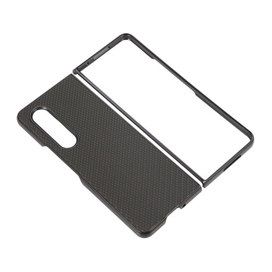 Samsung Galaxy Z Fold 3 hoesje, MobyDefend Carbonlook Backcover, Zwart