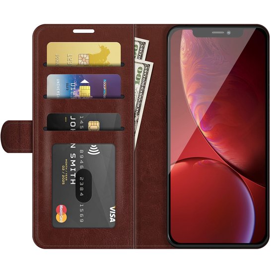 iPhone 13 Pro Hoesje, MobyDefend Wallet Book Case (Sluiting Achterkant), Bruin